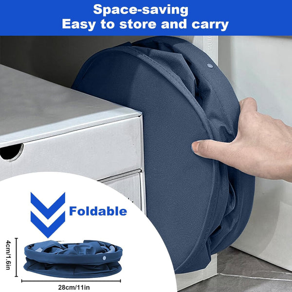 Blue Foldable Cleaning Caddy With 6 Outer Pockets: 17L Collapsible Storage Basket For Household Bathroom Picnic And Beach Durable Oxford Cloth Organis