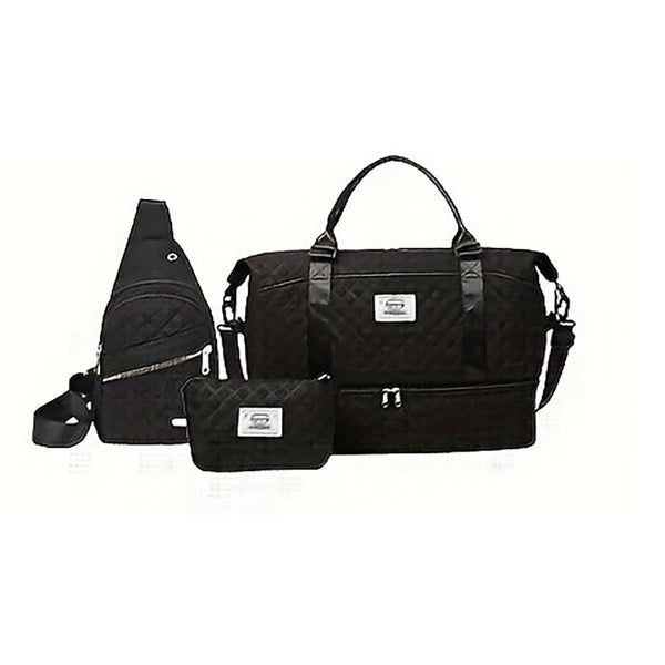 Womens 3 Piece Travel Bag Set Large Duffel Crossbody Backpack And Toiletry Pouch For Gym Maternity Weekend Getaways Duffle Bags