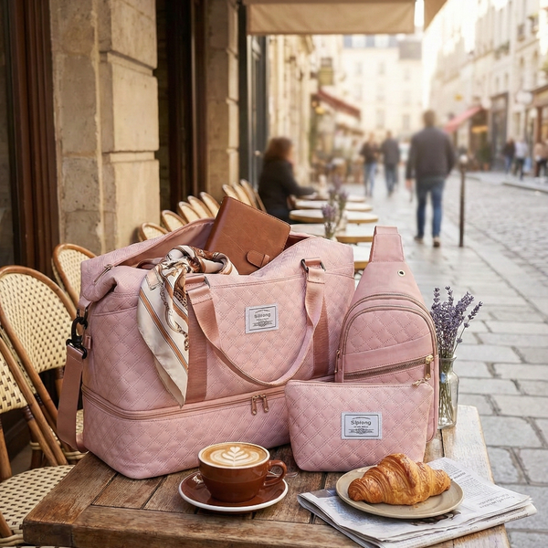 Womens 3 Piece Travel Bag Set Large Duffel Crossbody Backpack And Toiletry Pouch For Gym Maternity Weekend Getaways Duffle Bags