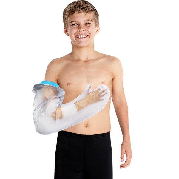 Full Arm Waterproof Shower Sleeve For Kids Reusable Cast Protector Hand Wrist Elbow & Forearm During Bathing Or Activities (Blue) Other Bathroom Acces