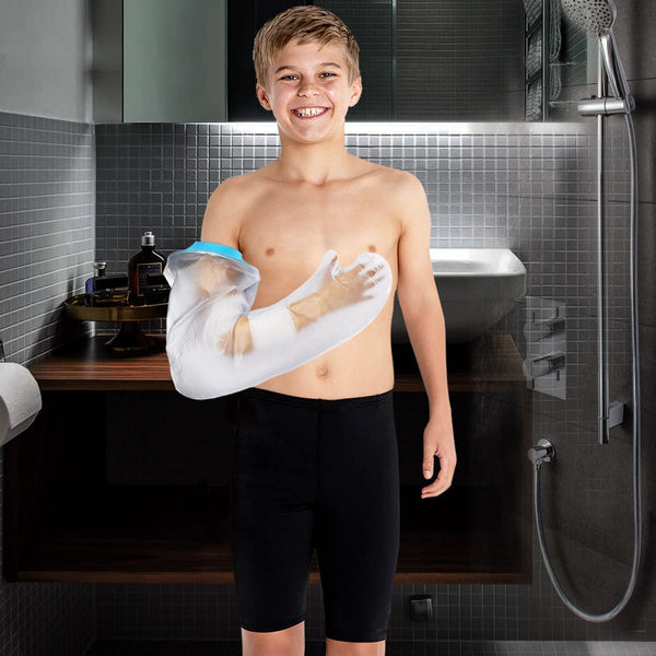 Full Arm Waterproof Shower Sleeve For Kids Reusable Cast Protector Hand Wrist Elbow & Forearm During Bathing Or Activities (Blue) Other Bathroom Acces