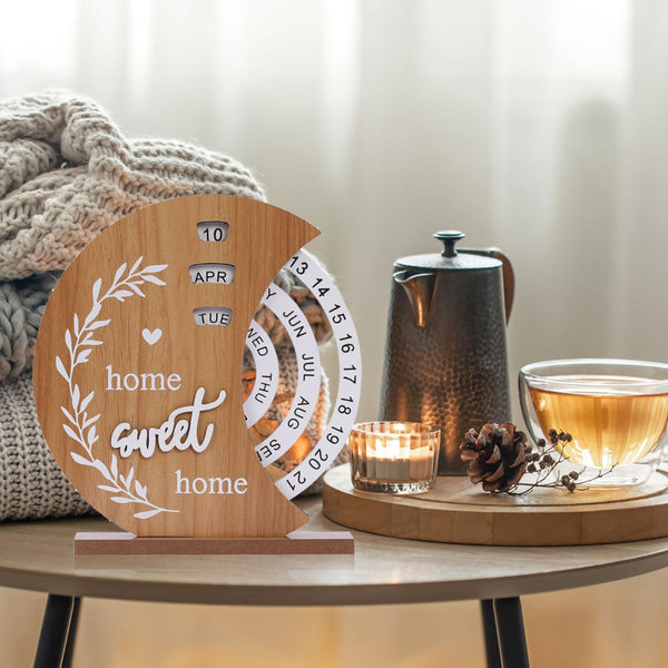 Perpetual Calendar With Rotating Discs Elegant Desk Decor For Home And Office Sweet Design Natural Personal Organisers