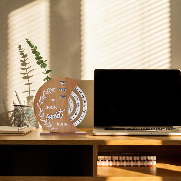 Perpetual Calendar With Rotating Discs Elegant Desk Decor For Home And Office Sweet Design Natural Personal Organisers