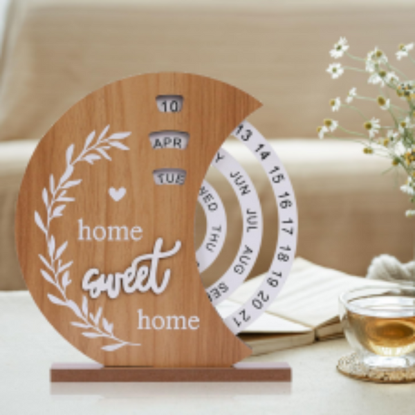 Perpetual Calendar With Rotating Discs Elegant Desk Decor For Home And Office Sweet Design Natural Personal Organisers