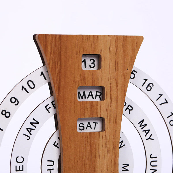 Perpetual Calendar With Rotating Discs Elegant Desk Decor For Home & Office Date Day Month Display Natural Personal Organisers