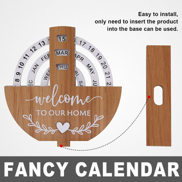 Perpetual Calendar With Welcome To Our Home Design Rotating Desk Decor For Office And Living Space Natural Personal Organisers