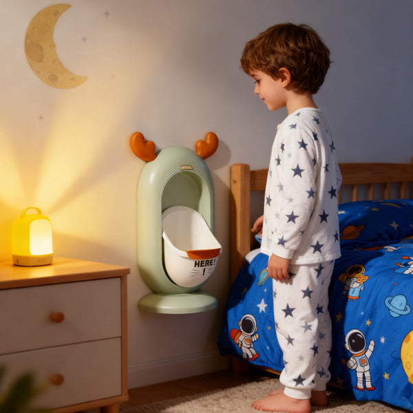 Wall Mounted Kids Urinal For Boys A Adjustable Height Training Potty With Cute Cartoon Design Anti Splash Easy To Clean Portable Toilet Home Nursery T