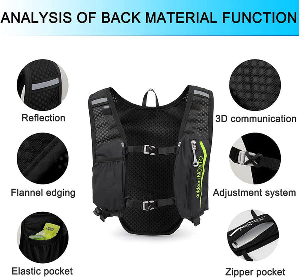 Ultra Light Hydration Running Vest Backpack A 1.5L Water Capacity Breathable Mesh Design For Cycling Hiking & Marathon (Black) | Other Colors Availabl