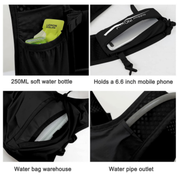 Ultra Light Hydration Running Vest Backpack A 1.5L Water Capacity Breathable Mesh Design For Cycling Hiking & Marathon (Black) | Other Colors Availabl