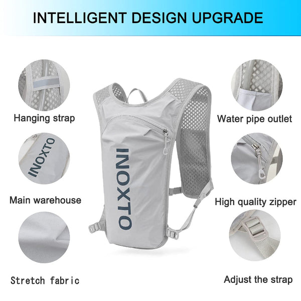 Ultra Light Hydration Running Vest Backpack A 1.5L Water Capacity Breathable Mesh Design For Cycling Hiking & Marathon (Grey) | Other Colors Available