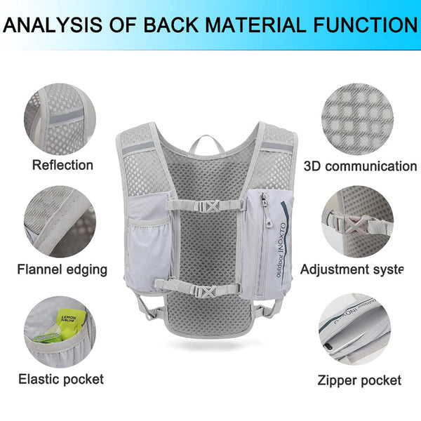 Ultra Light Hydration Running Vest Backpack A 1.5L Water Capacity Breathable Mesh Design For Cycling Hiking & Marathon (Grey) | Other Colors Available