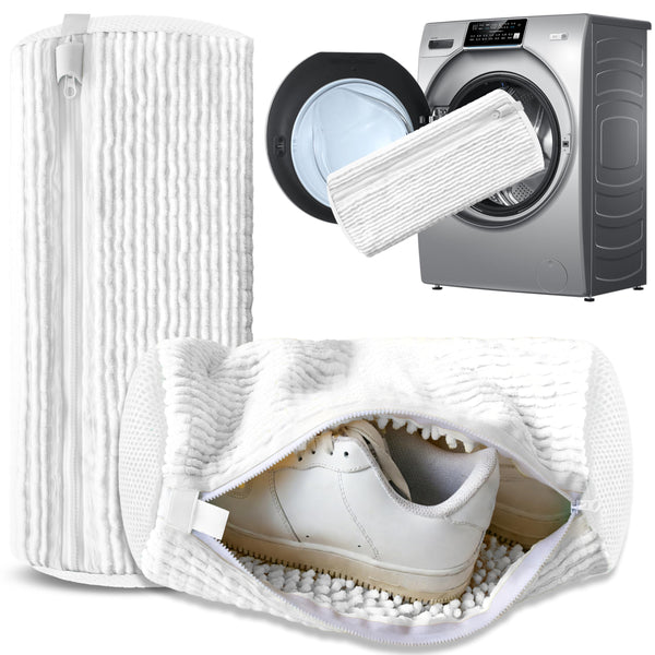 2 Pack Reusable Shoe Washing Machine Bag White Protective Laundry For All Shoes Anti Deformation & Deep Clean With Zipper Lock Laundry Bags