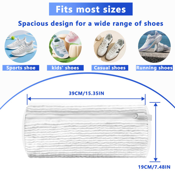 2 Pack Reusable Shoe Washing Machine Bag White Protective Laundry For All Shoes Anti Deformation & Deep Clean With Zipper Lock Laundry Bags