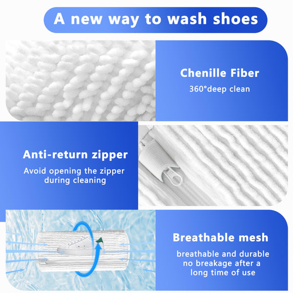 2 Pack Reusable Shoe Washing Machine Bag White Protective Laundry For All Shoes Anti Deformation & Deep Clean With Zipper Lock Laundry Bags