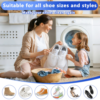 2 Pack Reusable Shoe Washing Machine Bag White Protective Laundry For All Shoes Anti Deformation & Deep Clean With Zipper Lock Laundry Bags
