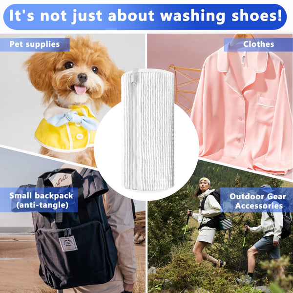 2 Pack Reusable Shoe Washing Machine Bag White Protective Laundry For All Shoes Anti Deformation & Deep Clean With Zipper Lock Laundry Bags