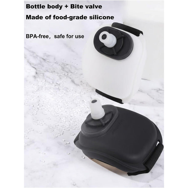 Wrist Water Bottle 7Oz Hydration Flask Hands Free Leak Proof Silicone Drink Container For Running Cycling Hiking And Fitness Training White Water Bott