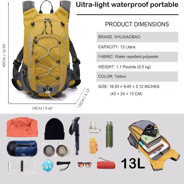 Small Hiking Backpack Lightweight Waterproof Daypack For Outdoor Adventures Yellow Daypacks
