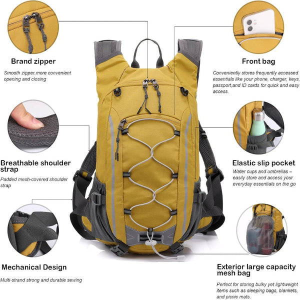 Small Hiking Backpack Lightweight Waterproof Daypack For Outdoor Adventures Yellow Daypacks