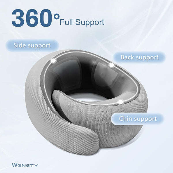 Memory Foam Travel Neck Pillow For Airplanes Cooling Fabric Gray Broad Fit Pillows