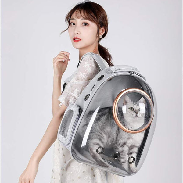 Pet Space Capsule Backpack Transparent Breathable Carrier (Black) Pet Transport