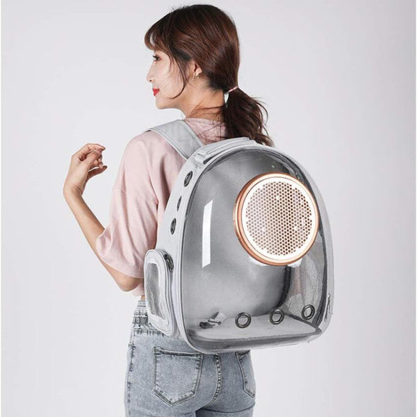 Pet Space Capsule Backpack Transparent Breathable Carrier (Black) Pet Transport