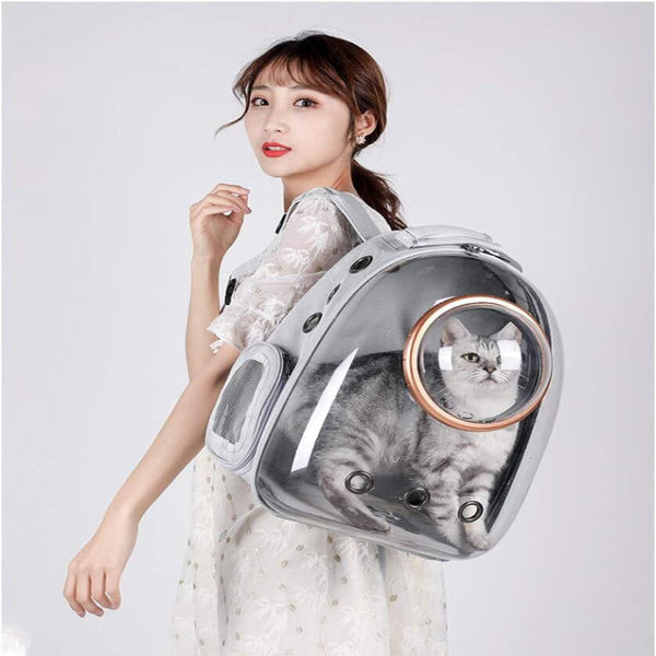 Pet Space Capsule Backpack Transparent Breathable Carrier (Grey) Pet Transport