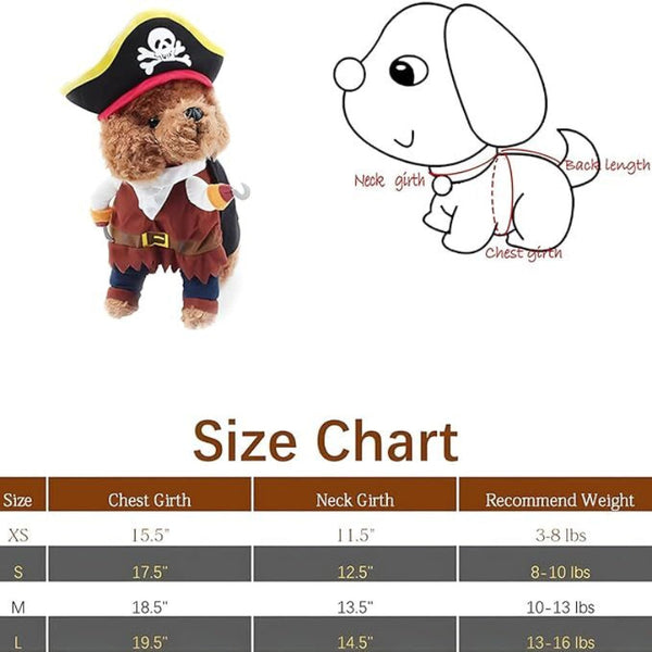 Funny Pet Pirate Costume Cat & Dog Outfit With Hat (Large) Dog Clothing & Shoes