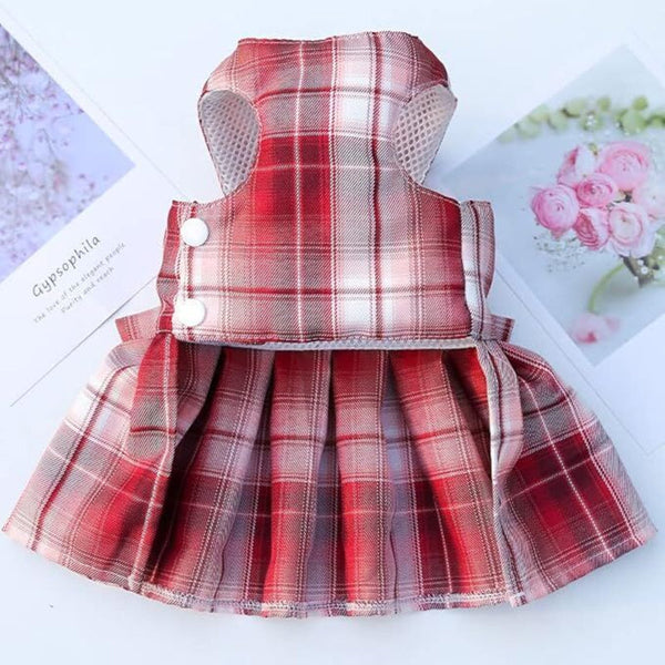 Dog Dress Bowknot Harness Leash Set For Small Dogs Cute Plaid Princess Outfit (Blue Medium) Dog Clothing & Shoes