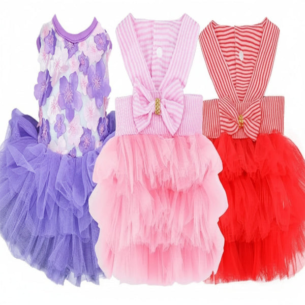 Fall Dog Dresses For Small Dogs Girl 3 Pack Cute Puppy Outfit (Small) Dog Clothing & Shoes