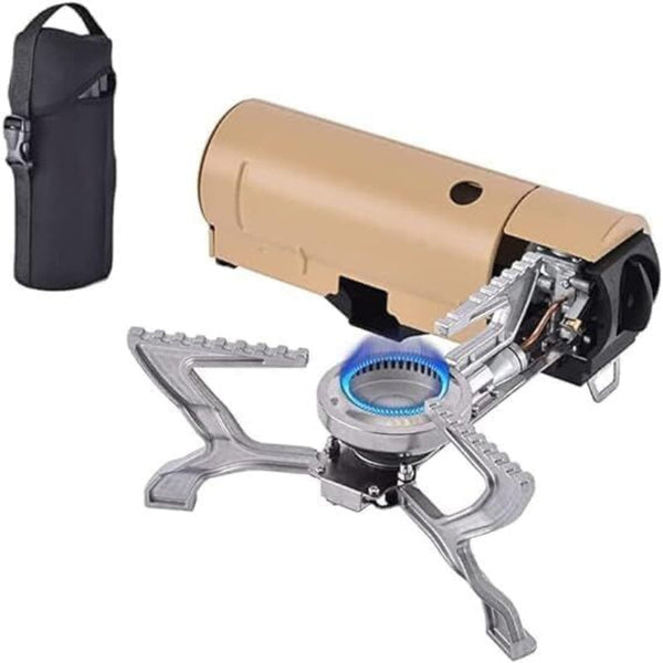 2500W Camping Stove Foldable Butane Indoor/Outdoor Cooking Suitable For Picnic Backpacking Hiking Adventure Home Travel Patio Rv Trip (Khaki) Camping