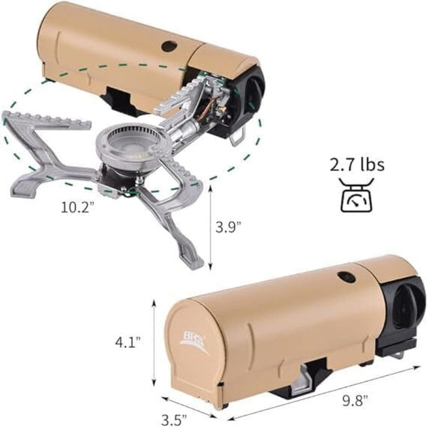 2500W Camping Stove Foldable Butane Indoor/Outdoor Cooking Suitable For Picnic Backpacking Hiking Adventure Home Travel Patio Rv Trip (Khaki) Camping