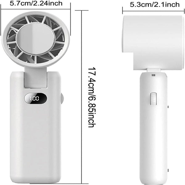 Handheld Turbo Fan With Cooling Tech Digital Display 100 Speed Control Rechargeable 4 In 1 Personal For Travel Outdoor Office (White) Portable Fans