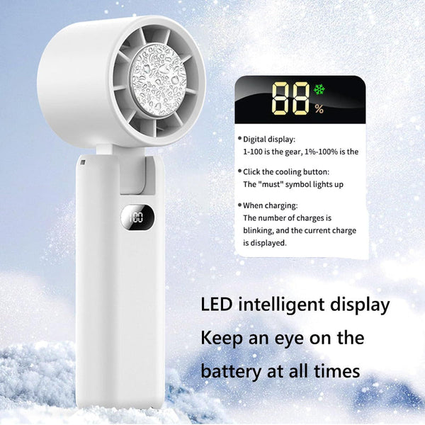 Handheld Turbo Fan With Cooling Tech Digital Display 100 Speed Control Rechargeable 4 In 1 Personal For Travel Outdoor Office (White) Portable Fans