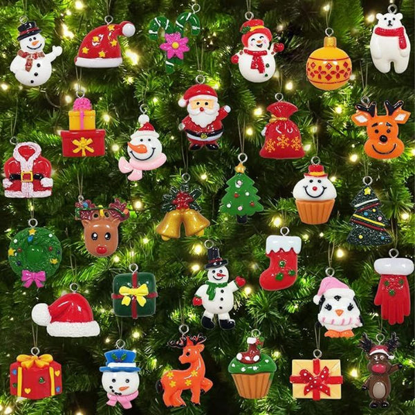 60Pcs Mini Christmas Ornaments For Tree Decorations Small Resin Miniatures Craft Seasonal Decorations