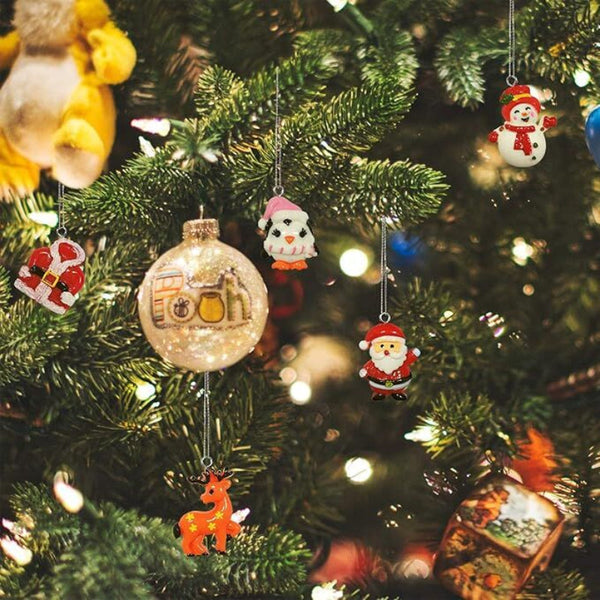 60Pcs Mini Christmas Ornaments For Tree Decorations Small Resin Miniatures Craft Seasonal Decorations
