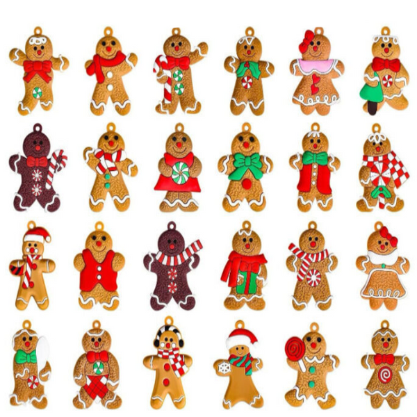 12Pcs Christmas Ornaments Cute Snowman Xmas Tree Decorations Santa Claus Plastic Figurines With Sugar Cookie House For Hanging Party Diy 3 Inch Tall S