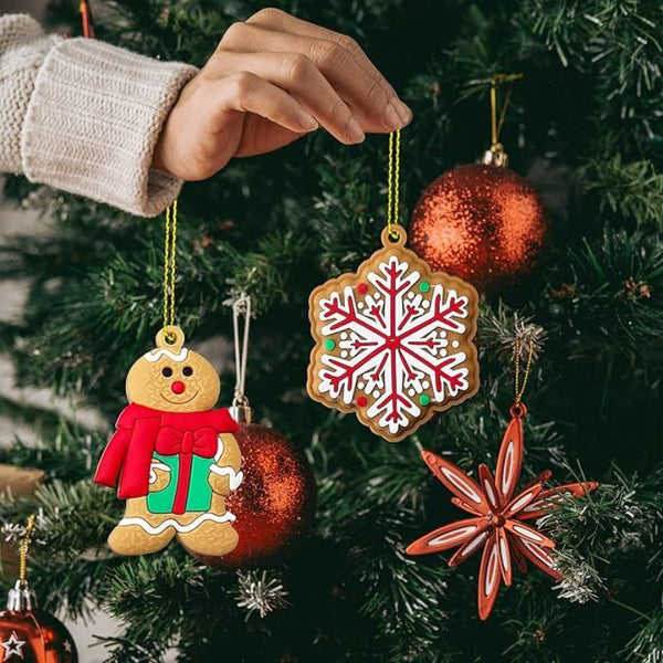 24Pcs Christmas Ornaments Cute Snowman Xmas Tree Decorations Santa Claus Plastic Figurines With Sugar Cookie House For Hanging Party Diy 3 Inch Tall S