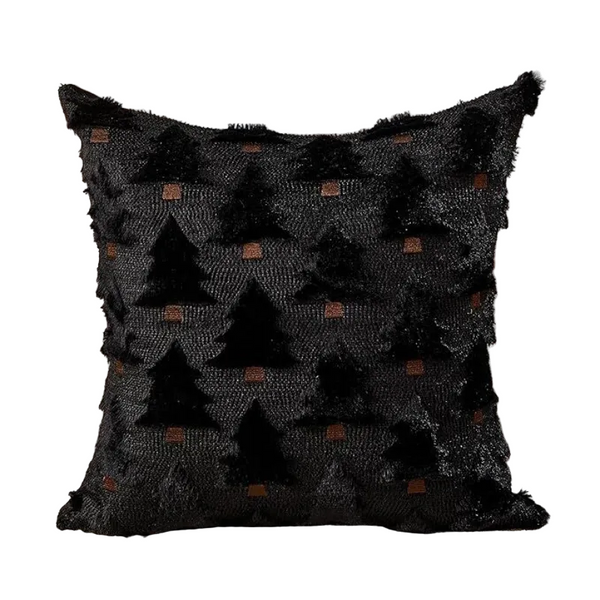 Christmas Pillow Covers 18X18 Inch Set Of 2 Black Decorations Soft Plush Faux Fur Wool Xmas Tree Throw Cases Cushion Covers