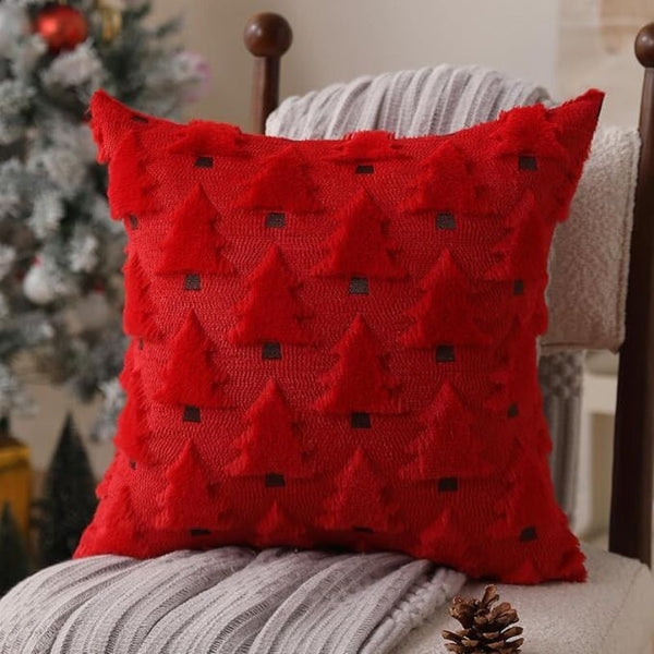 Christmas Pillow Covers 18X18 Inch Set Of 2 Black Decorations Soft Plush Faux Fur Wool Xmas Tree Throw Cases Cushion Covers
