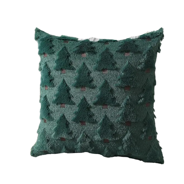 Christmas Pillow Covers 18X18 Inch Set Of 2 Soft Plush Faux Fur Wool Xmas Tree Throw Cases Winter Holiday Decor Green Cushion Covers