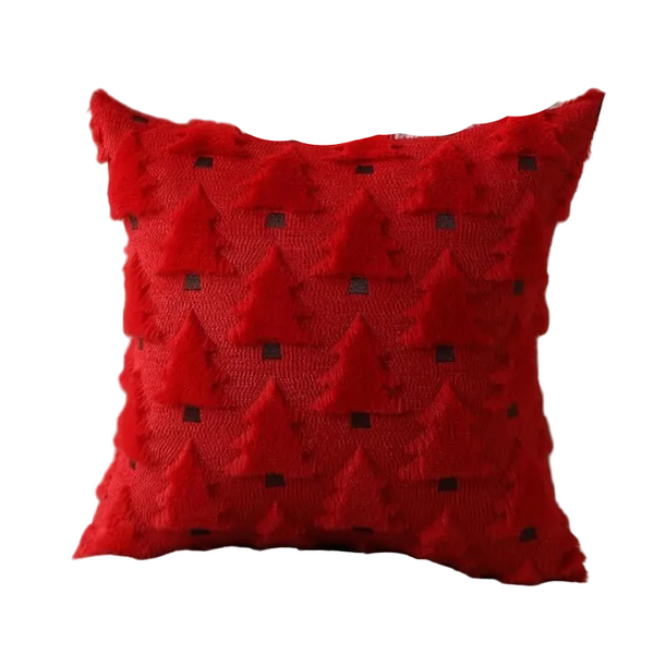 Christmas Pillow Covers 18X18 Inch Set Of 2 Red Decorations Soft Plush Faux Fur Wool Xmas Tree Throw Cases Winter Holiday Cushion Covers