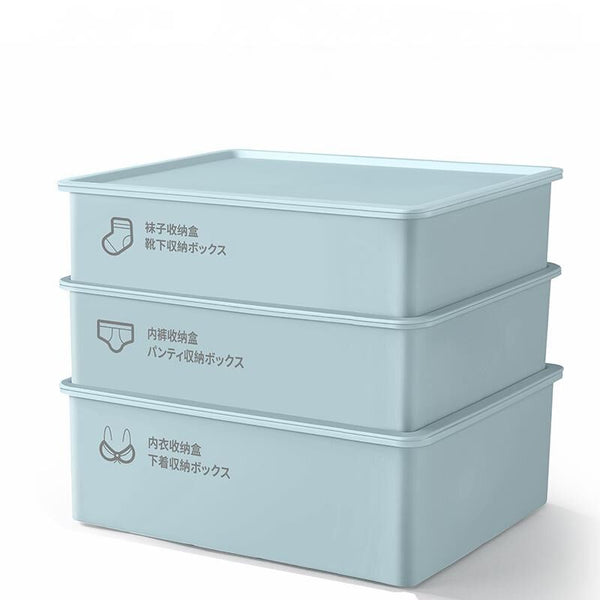Underwear Panties Socks Storage Box Drawer Organizer 3 Piece Compartment Set Blue Closet Organisers