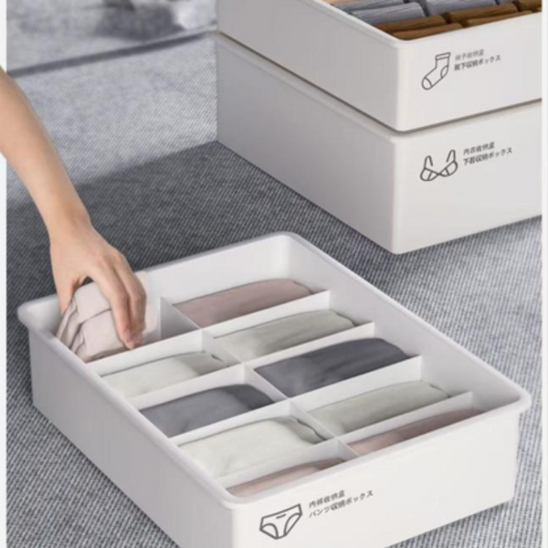 Underwear Panties Socks Storage Box Drawer Organizer 3 Piece Compartment Set Blue Closet Organisers