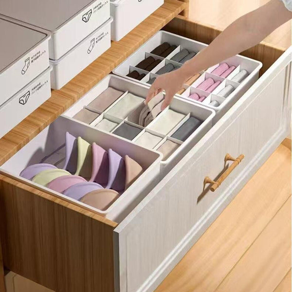 Underwear Panties Socks Storage Box Drawer Organizer 3 Piece Compartment Set Blue Closet Organisers