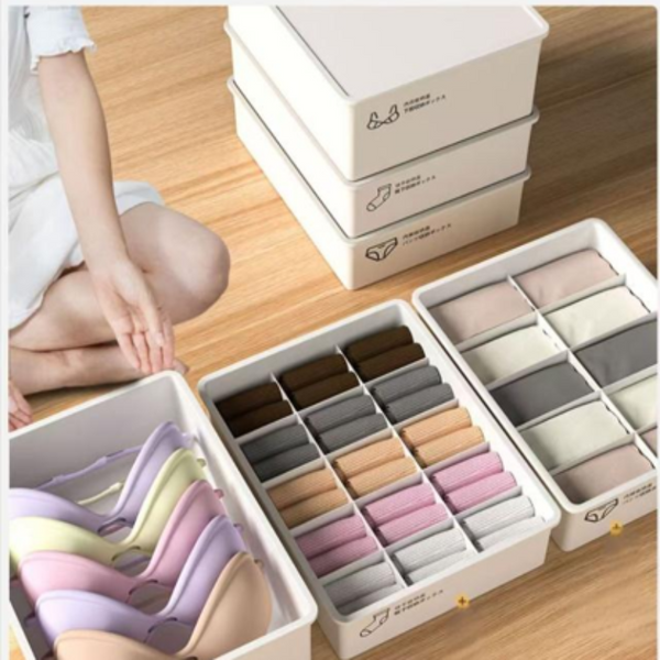 Underwear Panties Socks Storage Box Drawer Organizer 3 Piece Compartment Set Pink Closet Organisers