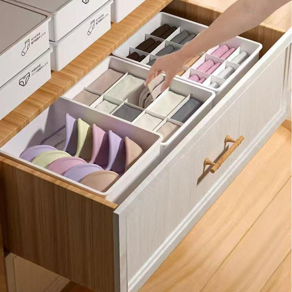 Underwear Panties Socks Storage Box Drawer Organizer 3 Piece Compartment Set Pink Closet Organisers