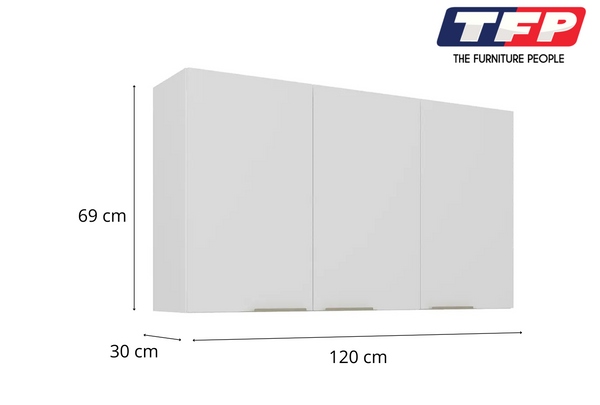 White Flat Pack Diy Steel Kitchen Wall Cabinet With 3 Doors + 2 Shelves Renova Cabinets & Cupboards