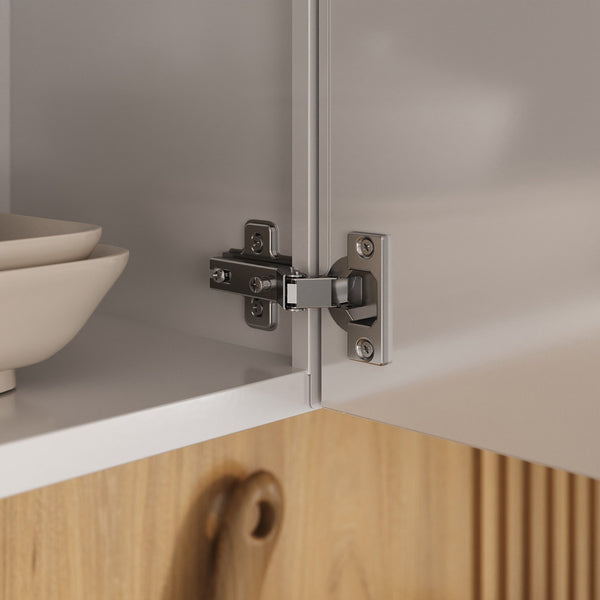 White Flat Pack Diy Steel Kitchen Wall Cabinet With 3 Doors + 2 Shelves Renova Cabinets & Cupboards