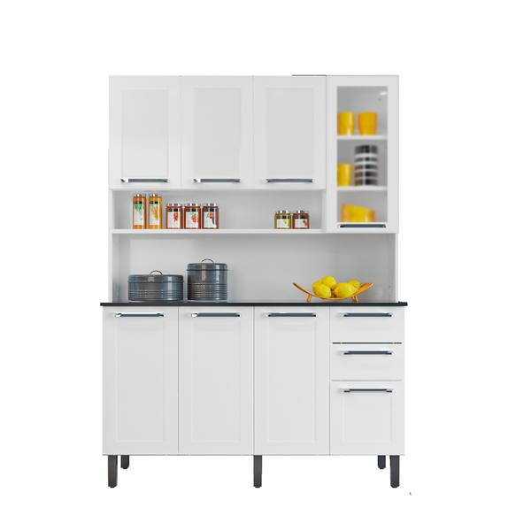 Free Standing White Flat Pack Diy Steel Kitchen Cupboard/Pantry With 8 Doors + 2 Drawers Florenca Cabinets & Cupboards